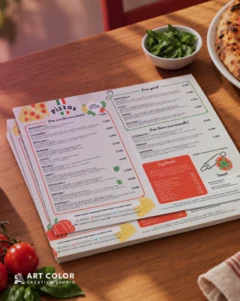 Carte imprimée du restaurant réalisée par Art Color